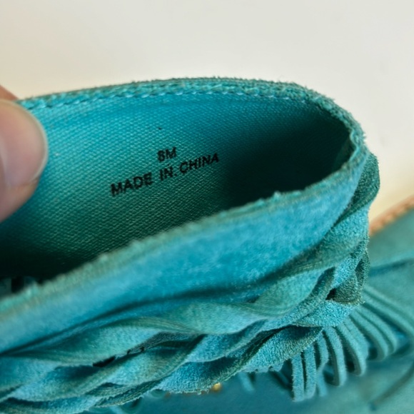 Coconuts by Matisse Juno Suede Fringe Sandals Gladiator Turquoise 8M - Picture 9 of 16